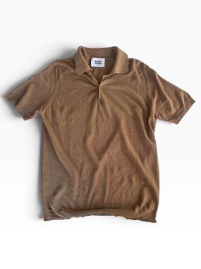 Alpha Studio brown linen polo shirt size 46 / Small